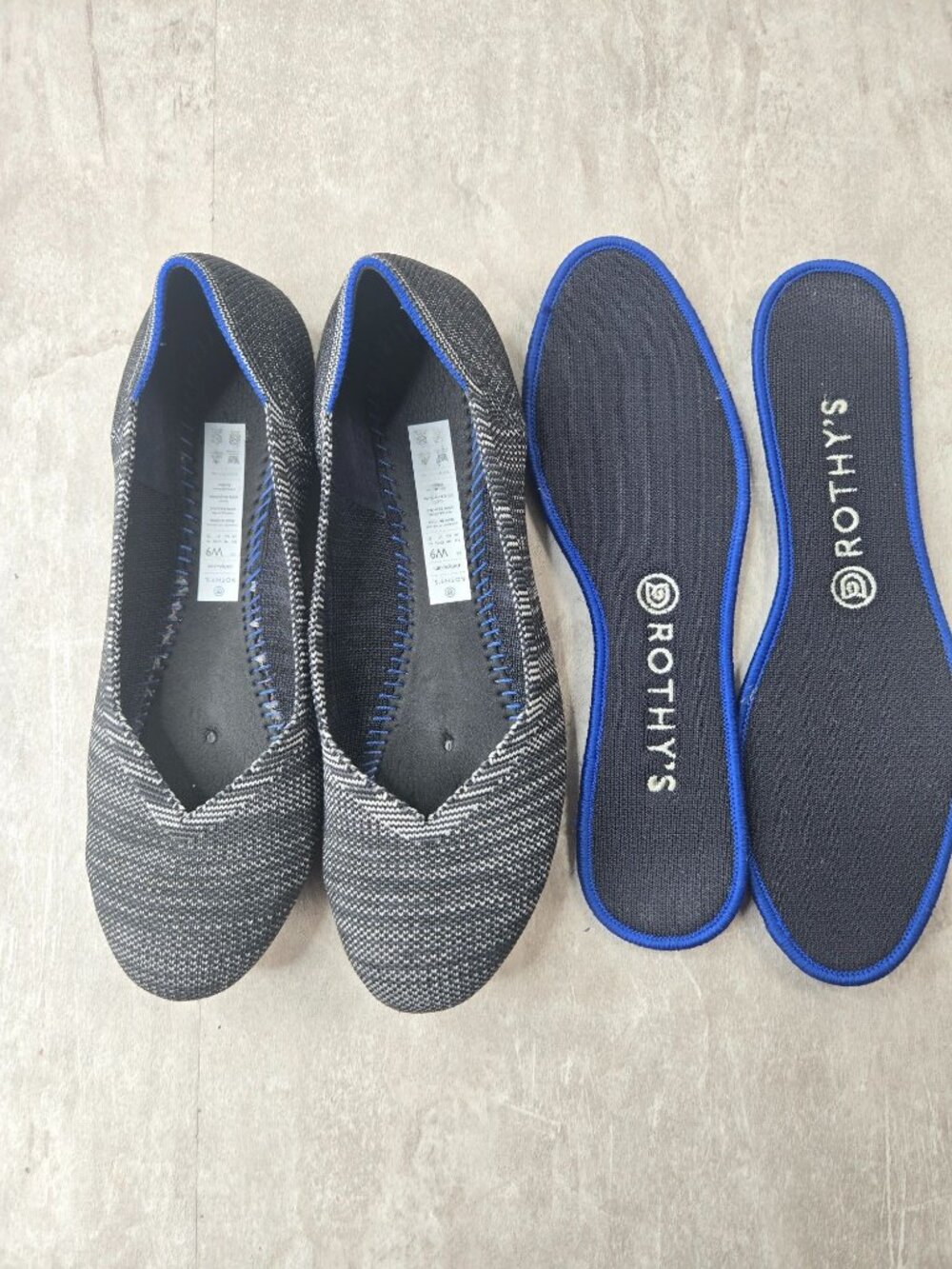 Rothy's Ballet Flat 9 Gray Stretch Knit Slip On Round Toe Comfort Ballerina Shoe - Picture 8 of 11